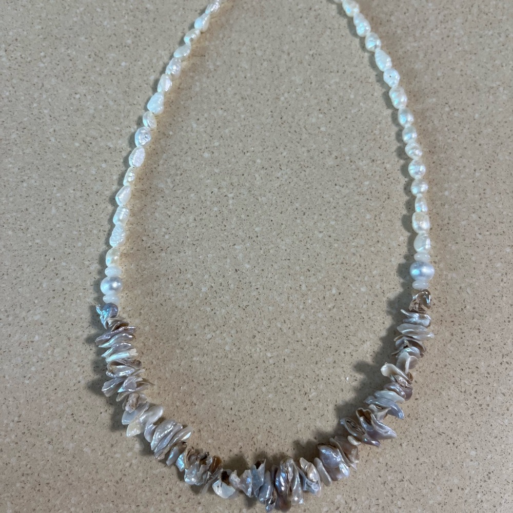 Fresh water pearl and Mother pearl necklace, handmade